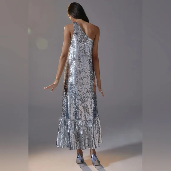 NWT MAEVE Anthropologie One-shoulder Sequin Dress - Picture 3 of 9
